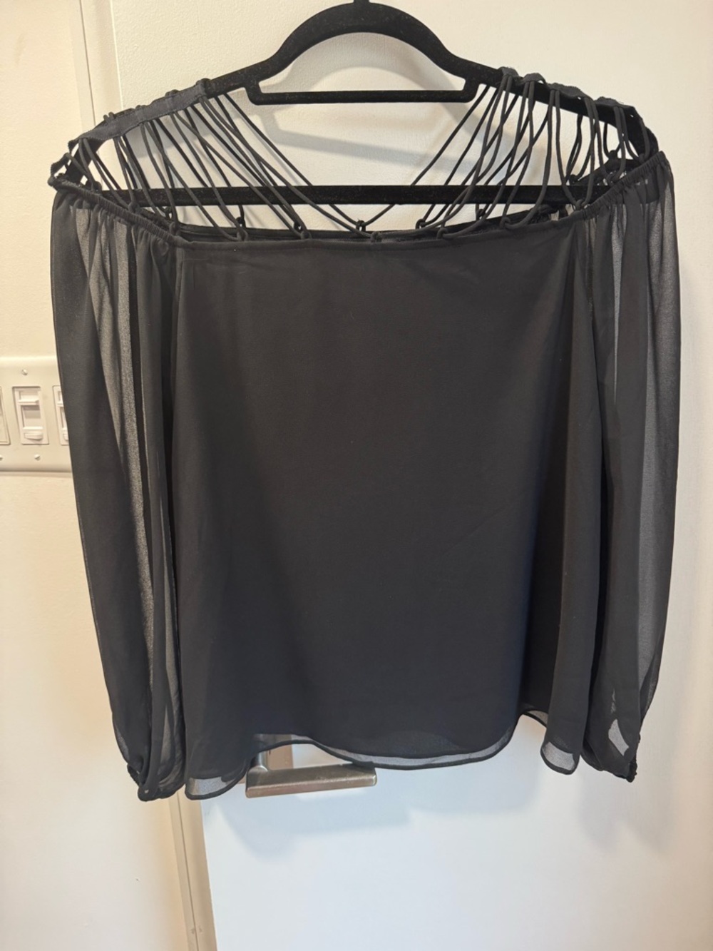 Express Black Off-Shoulder Strappy Top